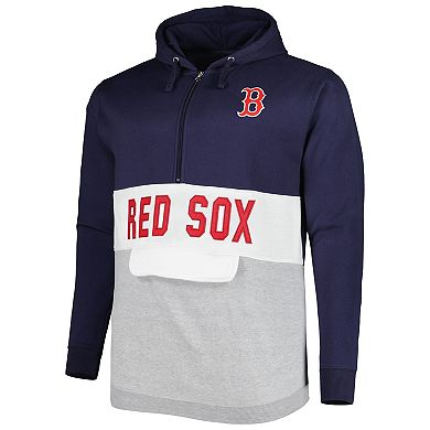 Men's Navy/White Boston Red Sox Big & Tall Fleece Half-Zip Hoodie