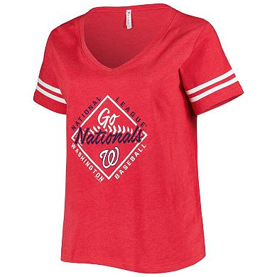 Women's Soft as a Grape Red Washington Nationals Plus Size V-Neck Jersey T-Shirt