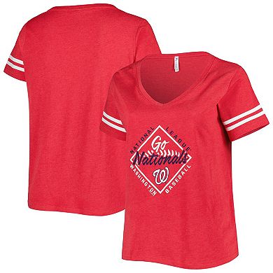 Women's Soft as a Grape Red Washington Nationals Plus Size V-Neck Jersey T-Shirt