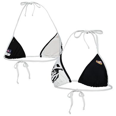 Women's G-III 4Her by Carl Banks Black/White LSU Tigers Play Action Bikini Top
