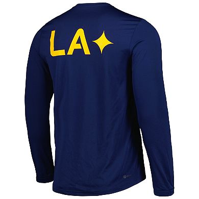 Men's adidas Navy LA Galaxy Jersey Hook AEROREADY Long Sleeve T-Shirt
