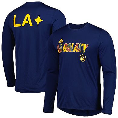Men's adidas Navy LA Galaxy Jersey Hook AEROREADY Long Sleeve T-Shirt