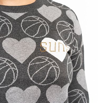 Women's Lusso Charcoal Phoenix Suns Basketball Love Crystal Intarsia Pullover Sweater
