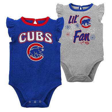Infant Royal/Heather Gray Chicago Cubs Little Fan Two-Pack Bodysuit Set
