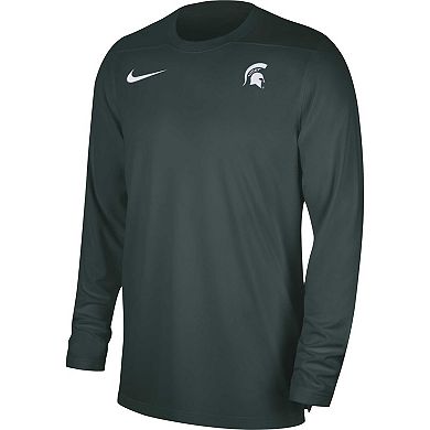 Men's Nike Green Michigan State Spartans 2023 Sideline Coaches Long Sleeve Performance Top
