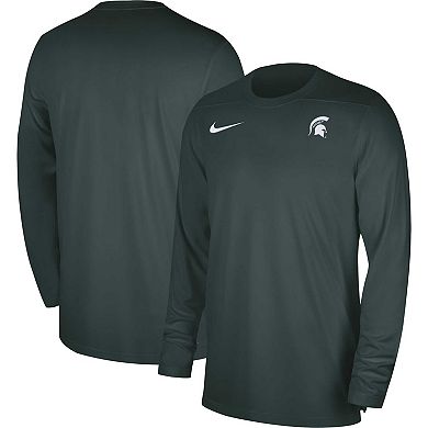 Men's Nike Green Michigan State Spartans 2023 Sideline Coaches Long Sleeve Performance Top
