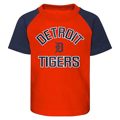 Infant Orange/Heather Gray Detroit Tigers Ground Out Baller Raglan T-Shirt and Shorts Set