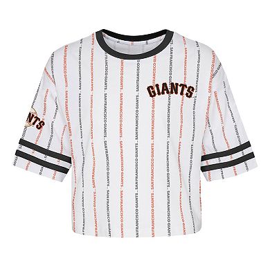 Girls Youth White San Francisco Giants Ball Striped T-Shirt