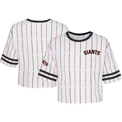Girls Youth White San Francisco Giants Ball Striped T-Shirt