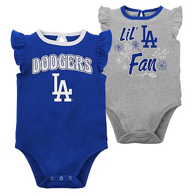 Infant Royal/Heather Gray Los Angeles Dodgers Little Fan Two-Pack Bodysuit Set