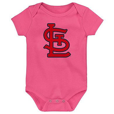 Infant Red/Navy/Pink St. Louis Cardinals Baseball Baby 3-Pack Bodysuit Set