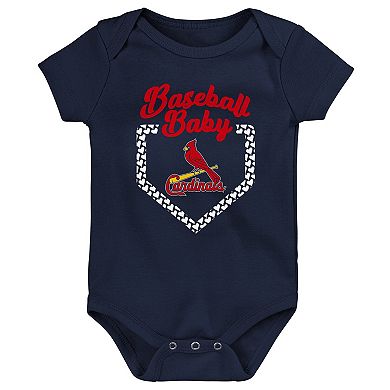 Infant Red/Navy/Pink St. Louis Cardinals Baseball Baby 3-Pack Bodysuit Set