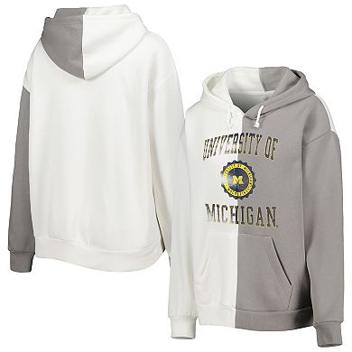 Women's Gameday Couture Gray/White Michigan Wolverines Split Pullover Hoodie