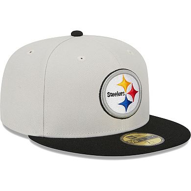 Men's New Era Khaki/Black Pittsburgh Steelers Super Bowl Champions Patch 59FIFTY Fitted Hat