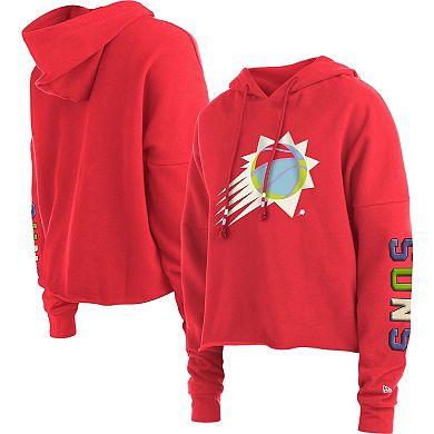 Women's New Era Red Phoenix Suns Color Pack Cropped Top Pullover Hoodie
