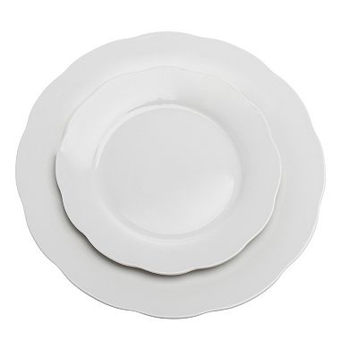Godinger Silver Inglenook Scalloped Porcelain 16-Piece Dinnerware Set, Service for 4