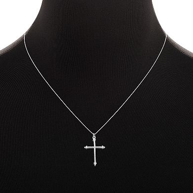PRIMROSE Sterling Silver Pave Cubic Zirconia Cross Pendant Necklace