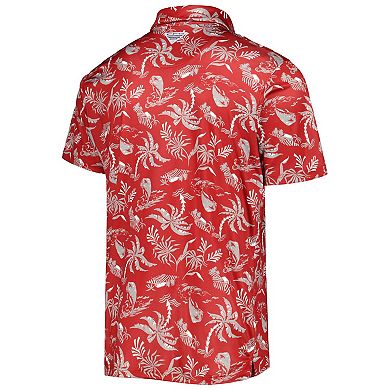 Men's Columbia Crimson Washington State Cougars Super Terminal Tackle Omni-Shade Polo