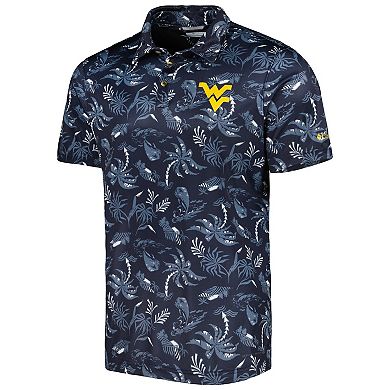Men's Columbia Navy West Virginia Mountaineers Super Terminal Tackle Omni-Shade Polo