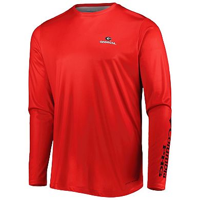 Men's Columbia Red Georgia Bulldogs Terminal Shot Omni-Shade Omni-Wick Long Sleeve T-Shirt