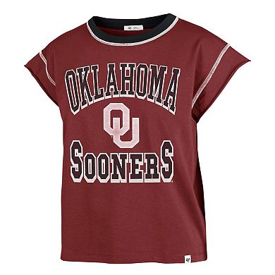 Women's '47 Crimson Oklahoma Sooners Sound Up Maya Cutoff T-Shirt