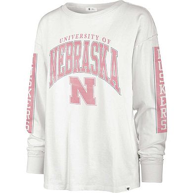 Women's '47 White Nebraska Huskers Statement SOA 3-Hit Long Sleeve T-Shirt