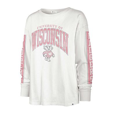 Women's '47 White Wisconsin Badgers Statement SOA 3-Hit Long Sleeve T-Shirt