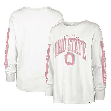 Women's '47 White Ohio State Buckeyes Statement SOA 3-Hit Long Sleeve T-Shirt