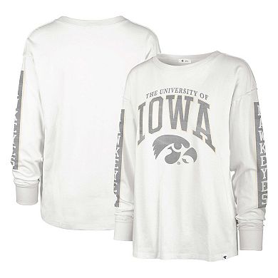 Women's '47 White Iowa Hawkeyes Statement SOA 3-Hit Long Sleeve T-Shirt