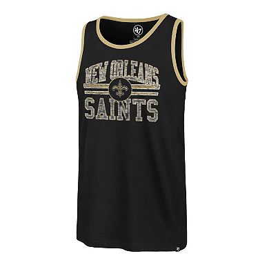 Men's '47  Black New Orleans Saints Winger Franklin Tank Top