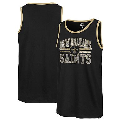 Men's '47  Black New Orleans Saints Winger Franklin Tank Top