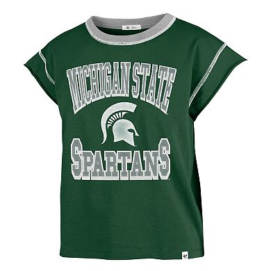 Women's '47 Green Michigan State Spartans Sound Up Maya Cutoff T-Shirt