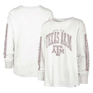 Women's '47 White Texas A&M Aggies Statement SOA 3-Hit Long Sleeve T-Shirt