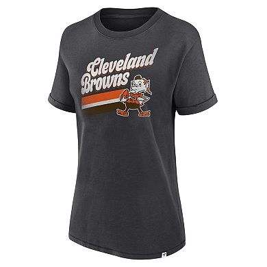 Women's Fanatics Branded Charcoal Cleveland Browns Hit Snow Washed T-Shirt