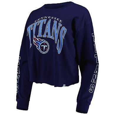 Women's '47 Navy Tennessee Titans Skyler Parkway Cropped Long Sleeve T-Shirt