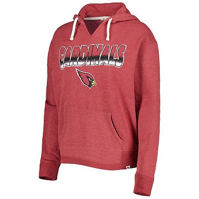 Women's '47 Cardinal Arizona Cardinals Color Rise Kennedy Notch Neck Pullover Hoodie