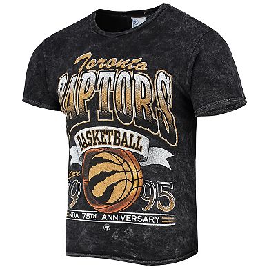 Men's '47 Black Toronto Raptors 75th Anniversary City Edition Mineral Wash Vintage Tubular T-Shirt