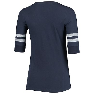 Women's '47 Deep Sea Blue Seattle Kraken Flanker Stripes Half-Sleeve V-Neck T-Shirt