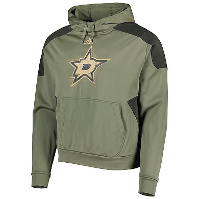 Men's adidas Olive Dallas Stars Military Appreciation Primegreen Pullover Hoodie