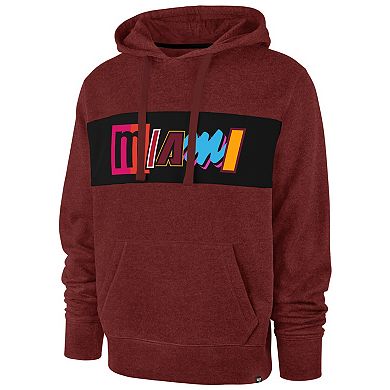 Men's '47 Red Miami Heat 2021/22 City Edition Wordmark Chest Pass Pullover Hoodie
