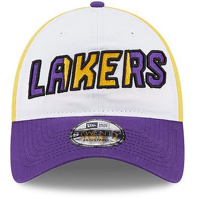 Men's New Era  White/Purple Los Angeles Lakers Back Half 9TWENTY Adjustable Hat