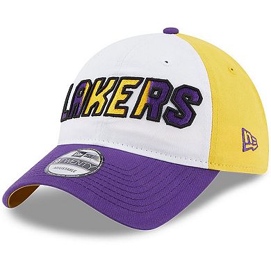 Men's New Era  White/Purple Los Angeles Lakers Back Half 9TWENTY Adjustable Hat