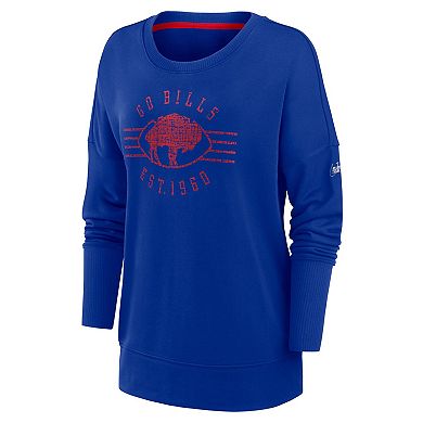 Women's Nike Royal Buffalo Bills Rewind Playback Icon Performance Pullover Sweatshirt
