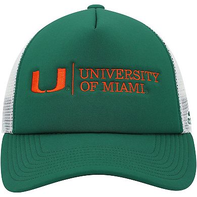 Men's adidas Green/White Miami Hurricanes Foam Trucker Snapback Hat
