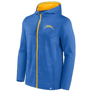 Men's Fanatics Branded Powder Blue/Gold Los Angeles Chargers Ball Carrier Full-Zip Hoodie