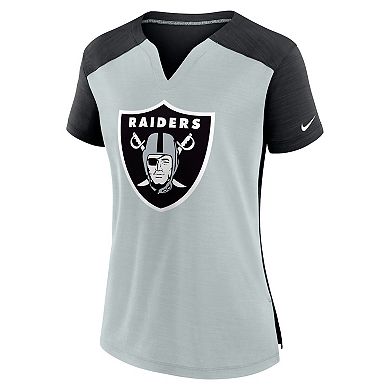 Women's Nike Silver/Black Las Vegas Raiders Impact Exceed Performance Notch Neck T-Shirt