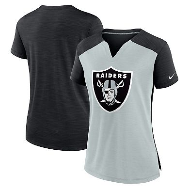 Women's Nike Silver/Black Las Vegas Raiders Impact Exceed Performance Notch Neck T-Shirt