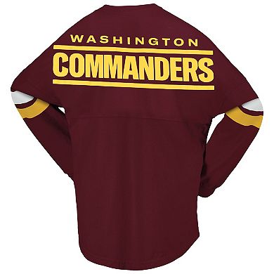 Women's Fanatics Branded Burgundy Washington Commanders Spirit Jersey Lace-Up V-Neck Long Sleeve T-Shirt