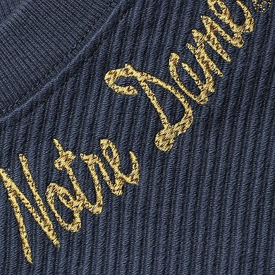Women's League Collegiate Wear Navy Notre Dame Fighting Irish Corded Timber Cropped Pullover Sweatshirt