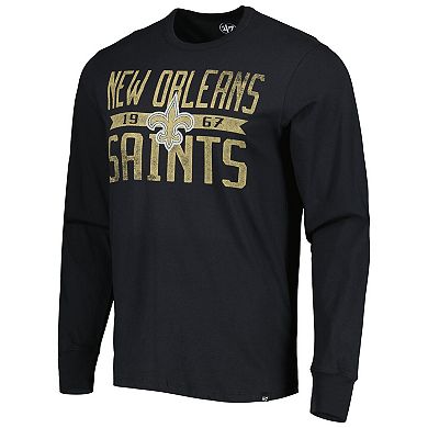 Men's '47 Black New Orleans Saints Brand Wide Out Franklin Long Sleeve T-Shirt